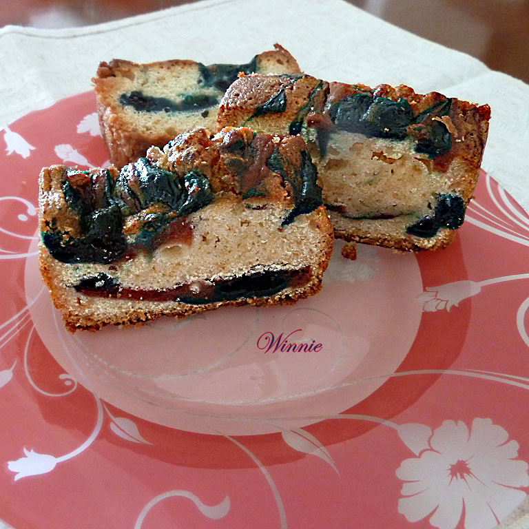 Coffee Cake with Blueberry and Cherry purees