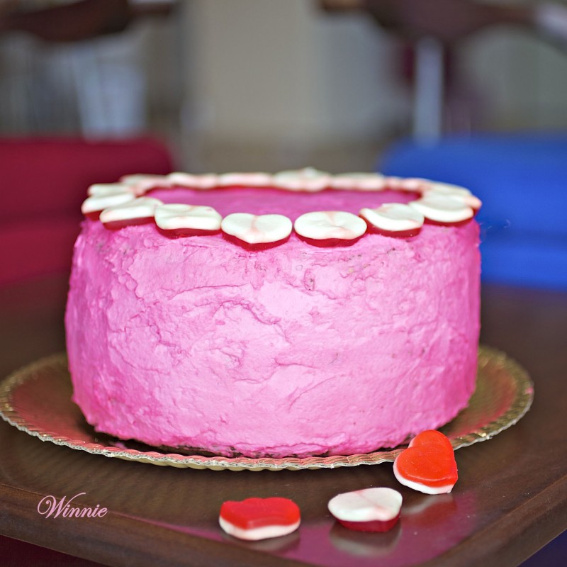 Chocolate Cake with Strawberry Mousse Heart