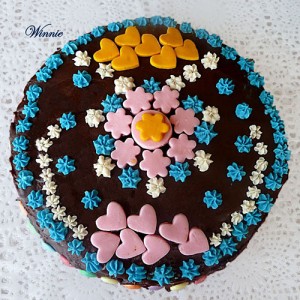 Chocolate Cake with Marshmallow Decorations