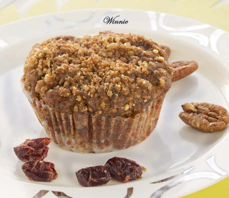 Apple Streusel Muffins with whole wheat, cranberry and pecan