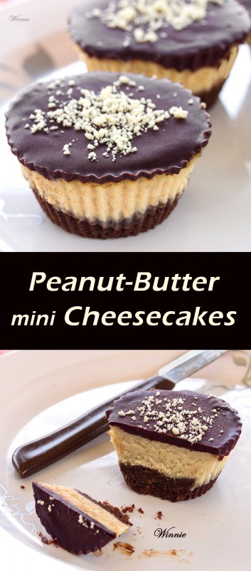 Peanut-Butter mini Cheesecakes, topped with Chocolate