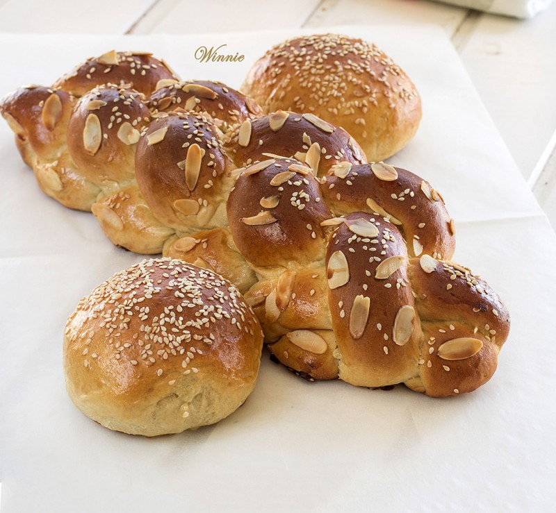 Challahs and Rolls with Whole-wheat and Semolina