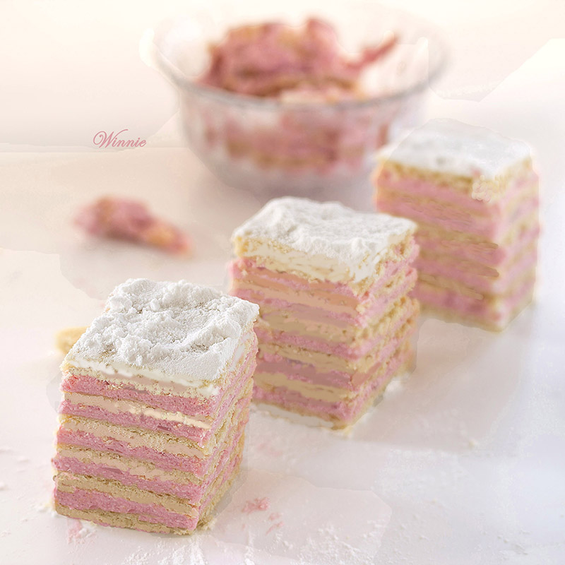 Eastern European Layer Cake with Strawberry Cream Filling