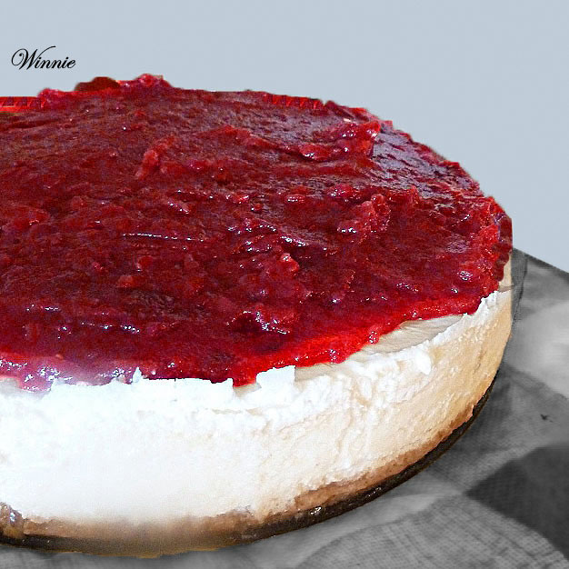 Creamy Baked CheesCake, topped with Cherry-spread