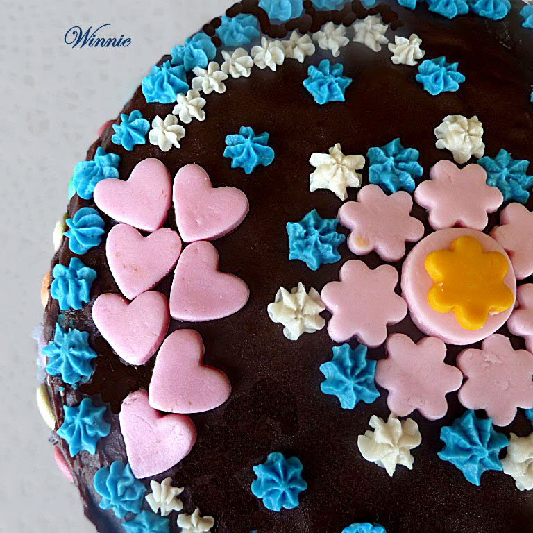 Chocolate Cake with Marshmallow Decorations