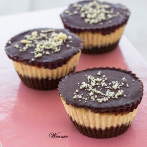 Peanut-Butter mini Cheesecakes, topped with Chocolate