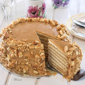 Honey Cake (Medovik Cake) with Dulce de Leche