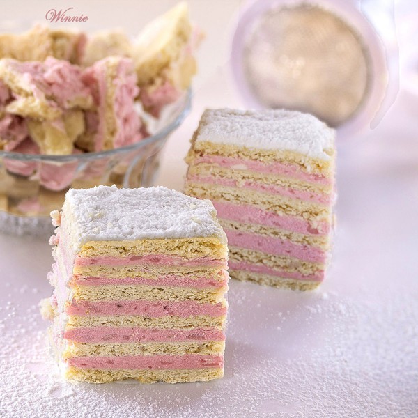 Eastern European Layer Cake with Strawberry Cream Filling