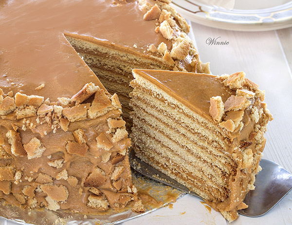 Honey Cake (Medovik Cake) with Dulce de Leche