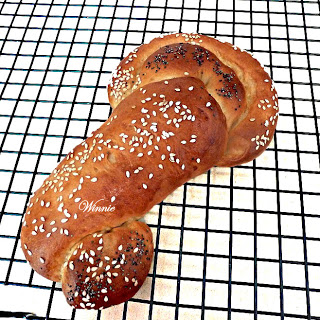 Key-shaped Sweet Challah, with Tehini and Date-syrup